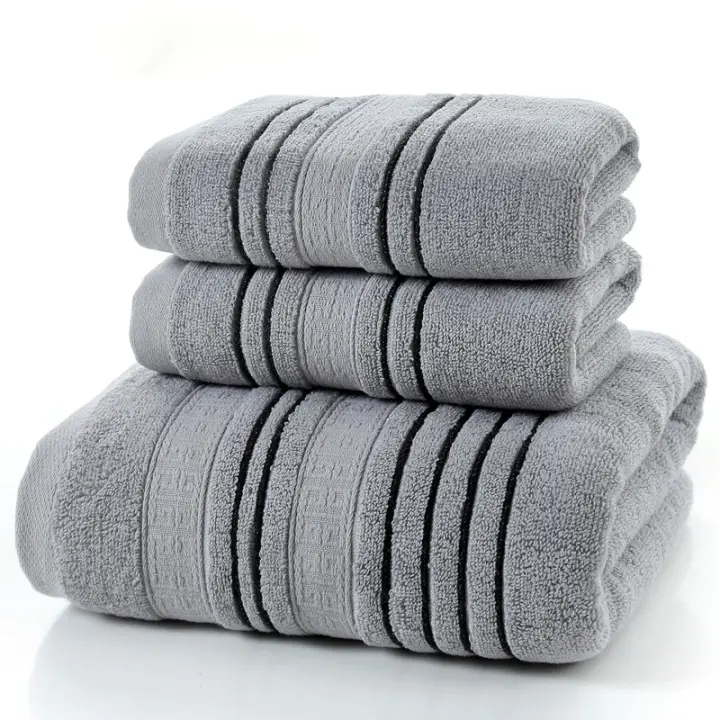 Juego De Toallas De Algodón Bordadas 3 Piezas 35x75cm 70x140cm Toallas De Baño Geométricas Para Mano Rostro Y Ducha Toallas De Baño - 1
