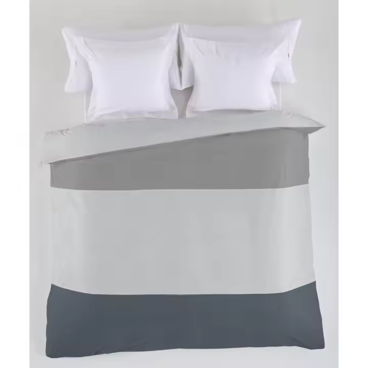 FUNDA NORDICA tricolor plomo-perla-gris - Cama de 180/200 (1 pieza) - 50% algodón / 50% poliéster - 144 hilos. Gramage: 115 - Fijalo - 1