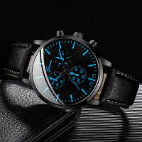 Reloj De Negocios Para Hombre 2PCS/set Reloj Analógico De Cuarzo Con Correa De Cuero Casual Joyería De Pulsera - details 2