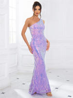 Vestido De Fiesta Romagic De Encaje Con Flor Y Lentejuelas De Hombro Solo Vestido Largo Para Mujer Sin Mangas Elástico Para Bodas Y Noches Elegantes - details 13