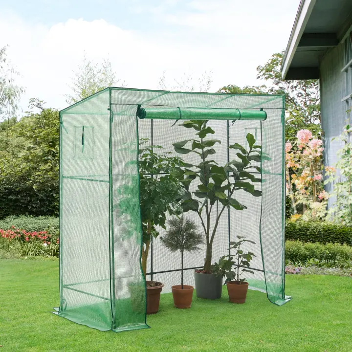 Invernadero de Jardín Vlaardingen Acero Cubierta PE 198 x 78 x 200 cm Verde [en.casa] - 1