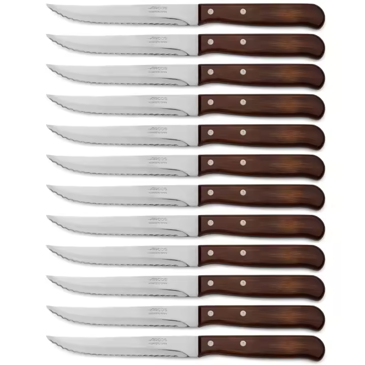 ARCOS Latina - Cuchillo de Cocina con Hoja Serrada (130 mm) - 100800 - Hoja de Acero Inoxidable Nitrum® - Mango de Madera Comprimido - PACK 12 - 1