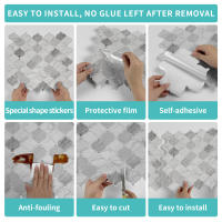 Pegatina De Pared 3D Falsa Drip Tile Autoadhesiva Kuujojo Para Cocina Sala De Estar Y Baño Fácil De Quitar Tamaño 12x12 Pulgadas - details 7