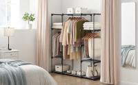 SONGMICS Armario de Ropa, Perchero, Burro Ropa, 43 x 151 x 166 cm, 4 Secciones para Colgar, con Compartimentos, Gran Capacidad, para Dormitorio, Salón, Lavandería, Negro - details 0