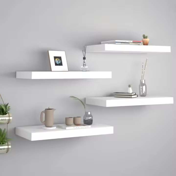 Estantes flotantes de pared 4 uds blanco MDF 50x23x3,8 cm - 1