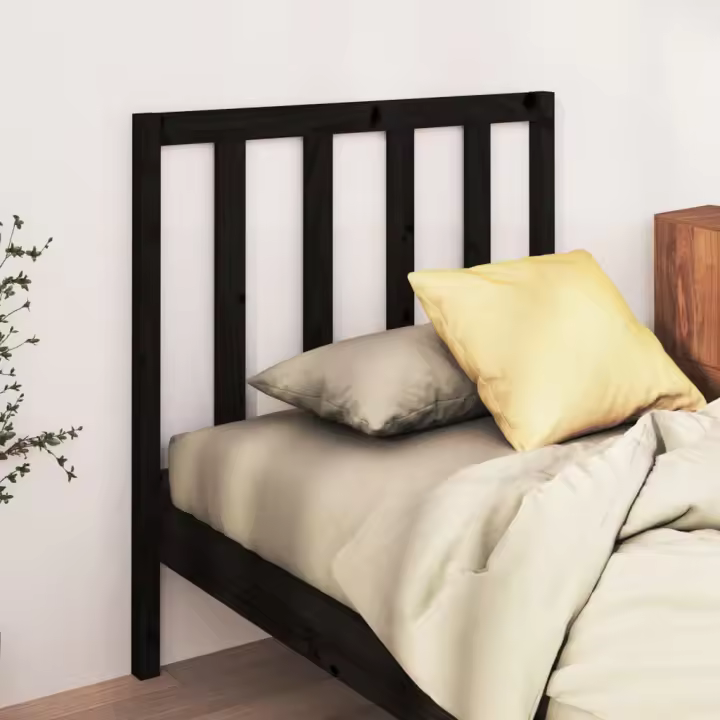 vidaXL Cabecero de cama madera maciza de pino negro 106x4x100 cm - 1