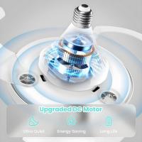 Ventilador de techo inteligente Invisible Con Luz y control remoto, 3000K-6500K, 3 Colores, regulable, base E27, Aspas retráctiles, lámpara colgante para dormitorio, estudio, iluminación de Sala - details 3
