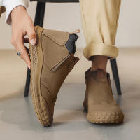 Botas Cortas Antideslizantes Y Resistentes Al Desgaste Para Hombre Estilo Británico Altas Para Otoño Zapatos De Trabajo Para Sitio De Construcción Casual - details 1