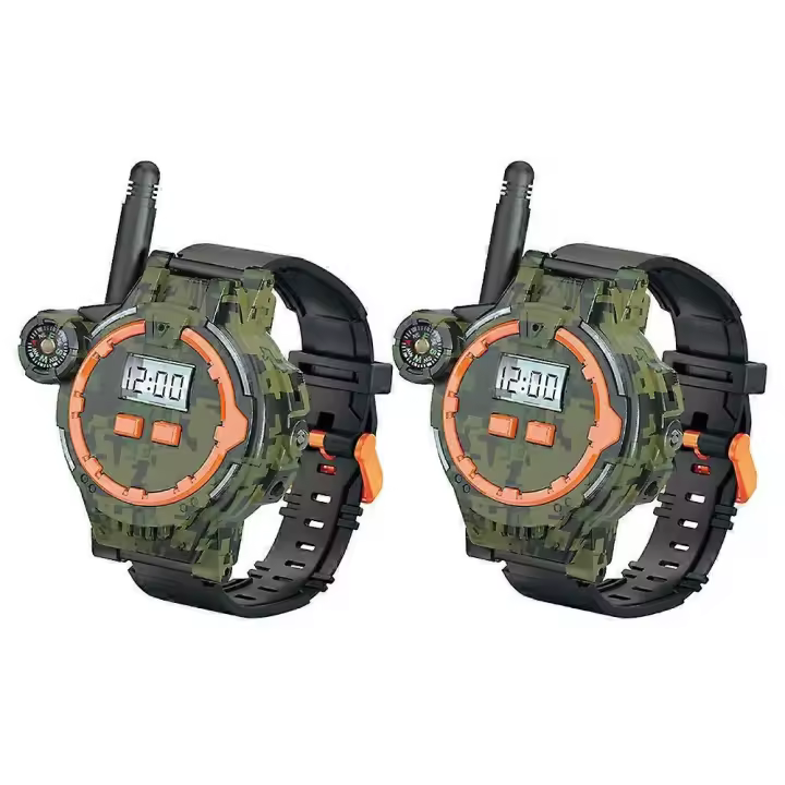 060 2 piezas Mini Walkie Talkie para niños Reloj manos libres con linterna y brújula Interfono recargable - 1