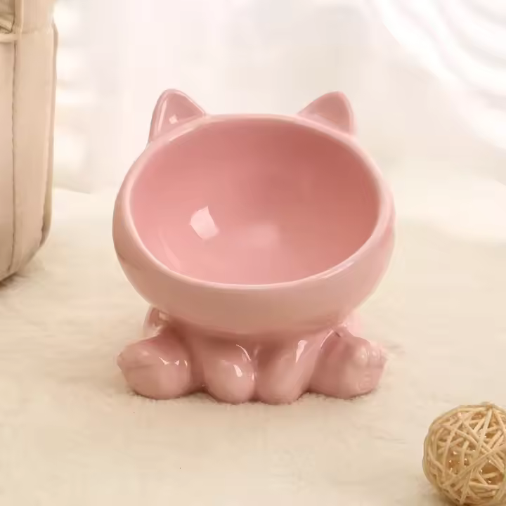 Tazón De Alimentos Para Mascotas De Cerámica Con Base Alta Protector De Cuello Antisalpicaduras Antisalpicaduras Para Perros Y Gatos Alimentación De Animales De Compañía - 1