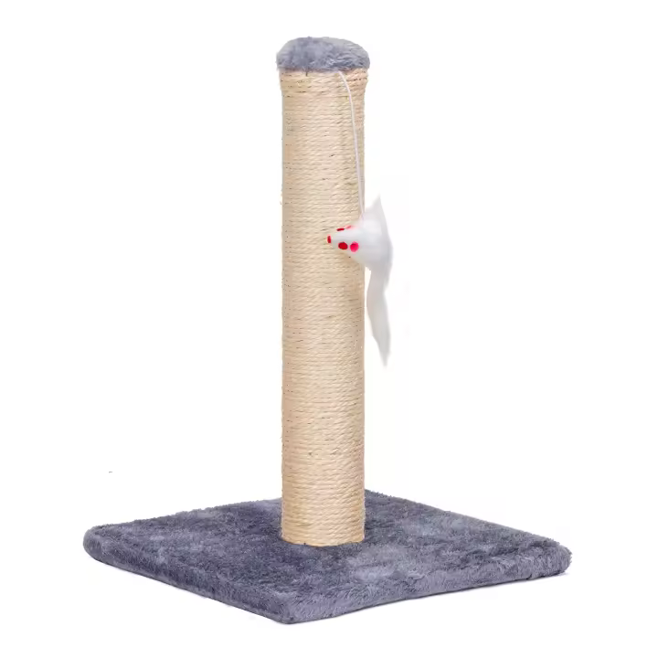 Nobleza – Poste rascador para gatos de sisal con juguete, Pequeño, Color Gris. Medidas: 25 * 25 * 35 cm - 1