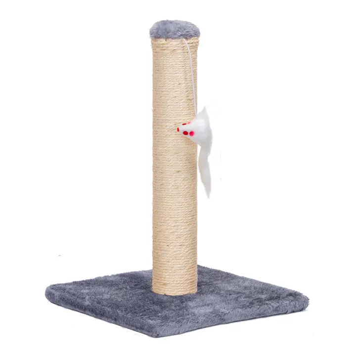 Nobleza – Poste rascador para gatos de sisal con juguete, Pequeño, Color Gris. Medidas: 25 * 25 * 35 cm - 1