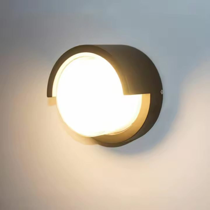 SOMY Apliques LED, Aplique de Exterior de Moda con Pantalla, Aplique de Pared Interior enchufable, lámpara de jardín, Aplique LED Redondo Impermeable, iluminación de Metal (Negro) Apliques LED - 1