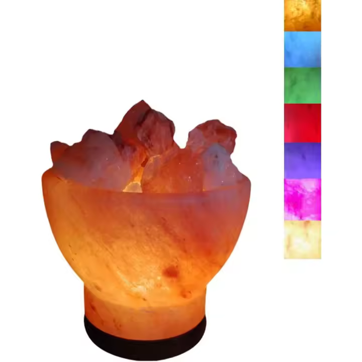 PLUSHOME Lámparas de Sal del Himalaya Naturales Alta Calidad con USB y Base de Madera - 1