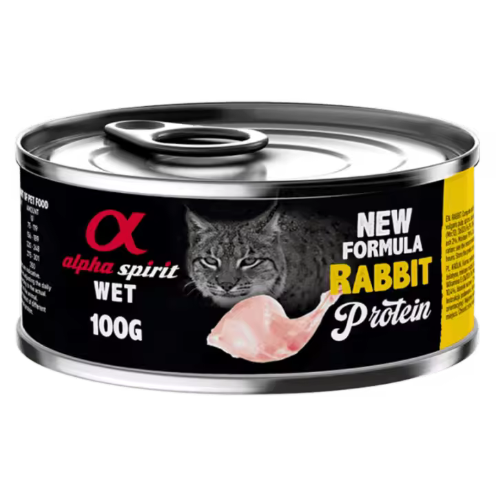Alpha Spirit Comida Húmeda para Gato en Lata Sabor Conejo – Natural, Completa y Sin Cereales - 1