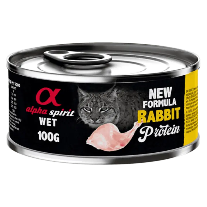 Alpha Spirit Comida Húmeda para Gato en Lata Sabor Conejo – Natural, Completa y Sin Cereales - 1
