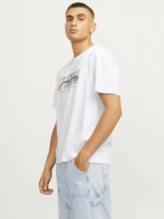 Jack & Jones Jorportland Block Branding Ss Cn Ln 12262662 Bright White Hombre - 1