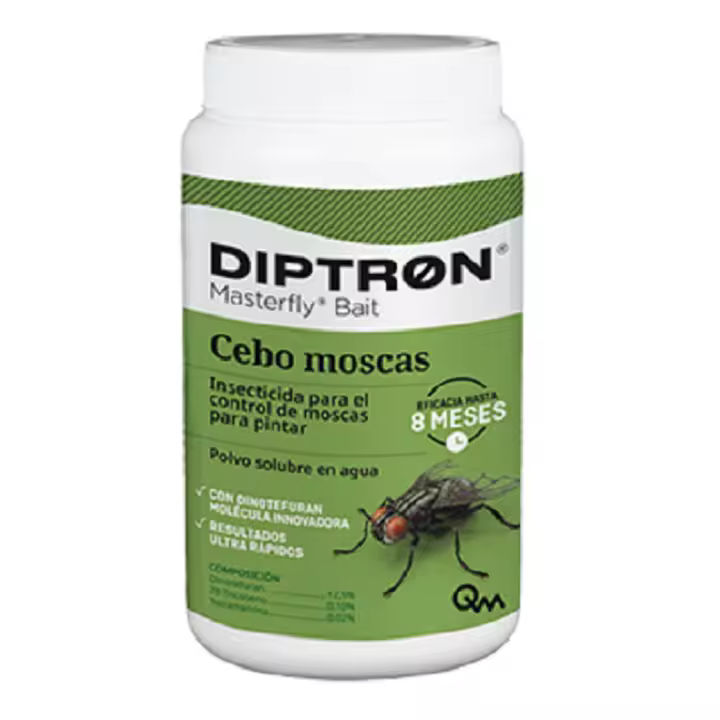 Quimunsa Diptron Masterfly Bait Moscas, Insecticida en polvo soluble en agua, 500 gr - 1