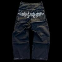 Pantalones Vaqueros Retro Y2K Para Hombres Con Bordado De Calavera Estilo Hip Hop Holgado Con Pierna Ancha Tejido De Lino Calidad Superior Moda Casual - details 5