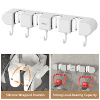 Soporte Para Escoba Y Mopa Adhesivo En La Pared Organizador Multifuncional Para Cocinas Sin Perforaciones Ecológico ABS - details 3