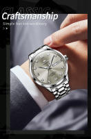 Reloj Mecánico Para Hombre OLEVS9946 Resistente Al Agua Con Iluminación Luminosa Acero Inoxidable Calendario Dual Display Romano Numeral - details 5