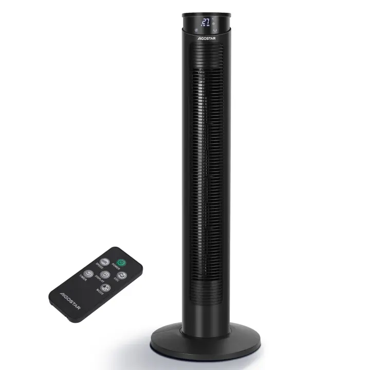 AIGOSTAR Ventilador de Torre con Mando a Distancia y Temporizador de 12 Horas, Pantalla LED, 3 Velocidades y 4 Modos. - 1