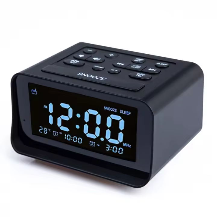 Digital Alarm Clock Radio with USB Charging Port Bedroom Temperature Display and FM Radio with 87.5-108MHz Frequency - 1