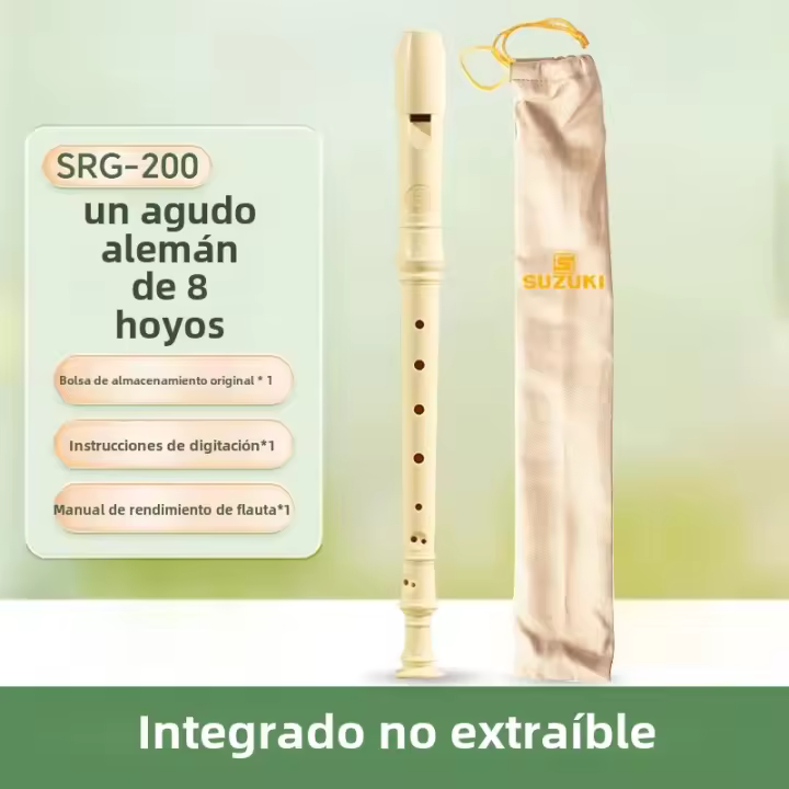 Flauta Soprano SUZUKI Estilo Alemán Con 8 Agujeros Instrumento Fácil Para Principiantes Ideal Para Estudiantes Y Entretenimiento En Casa - 1