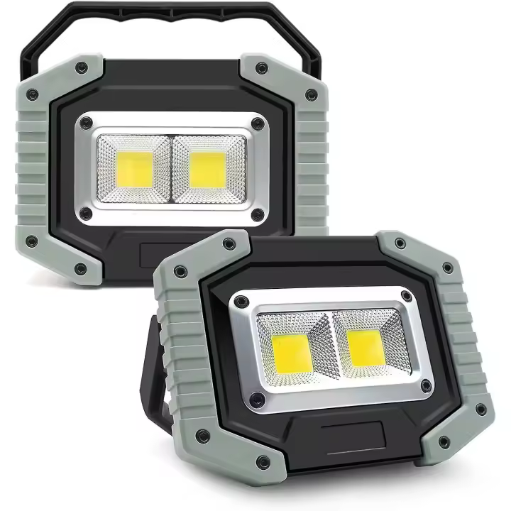 Luz de trabajo LED recargable portátil (paquete de 2) - 30 W, 1500 lm, luz de inundación recargable e impermeable, luz de camping para garaje, reparación de automóviles y pesca. - 1