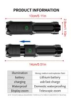 Linterna Táctica LED Recargable USB 18650 Impermeable Con Zoom Para Pesca Caza Y Camping 100000 Lumens Luz Potente Para Ambientes Oscuros - details 6