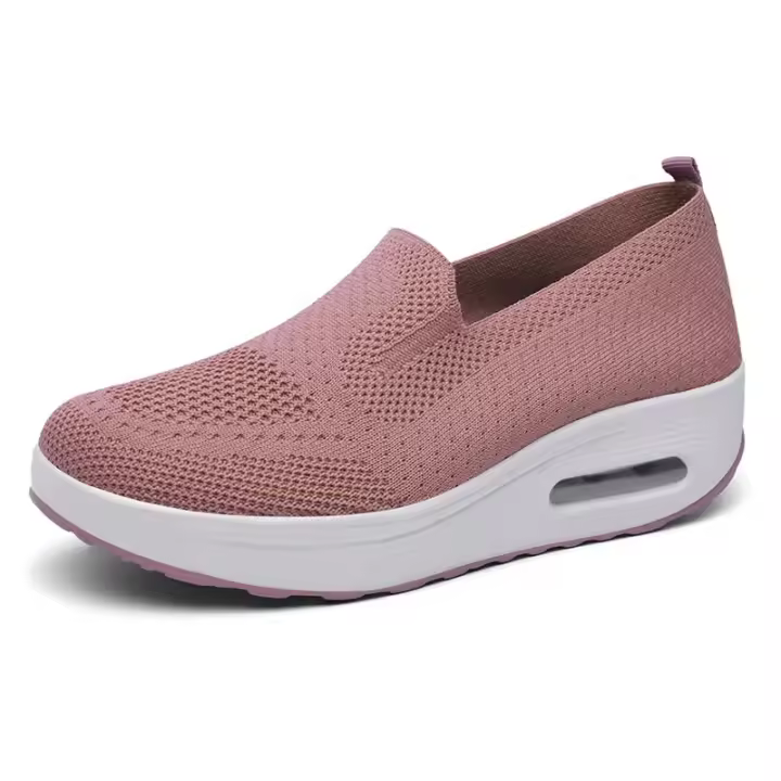 Zapatillas De Mujer Moda Verano Plataforma Sólida Color Flat Zapatos Casuales Transpirables Tacón Medio Para Caminar - 1