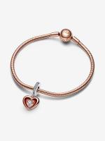 Pandora - Charm colgante de corazón radiante de dos tonos - Plata de ley, baño de oro rosa de 14 k - details 1