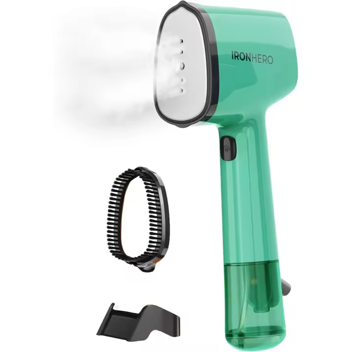Cecotec Plancha Vertical Suela Cerámica IronHero V-1500 Essential Green, Potencia 1500 W, Vapor continuo 25g/min, Calentamiento rápido, Desinfecta, limpia y cuida tus prendas, Suela revestida cerámica - 1