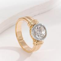 Anillo De Moda Para Mujer Con Inserción De Diamante De Forma Redonda Doble Color Electroplateado Accesorios De Fiesta Regalos Personalizados - details 3