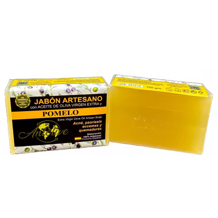 Anlolive   Pack de  2 Jabónes artesanales de Pomelo con Aceite de Oliva Virgen Extra  Acné, soriasis, eccemas y quemaduras  Nutritivo, Regenerador Único para la piel - 1