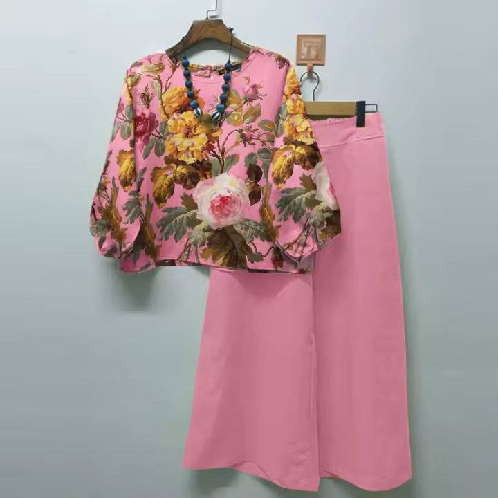 ZANZEA Conjunto De Blusa Y Pantalones Bohemio De Mujer Estampado Floral Otoño 2024 Traje De Pierna Ancha Estilo Vintage Polyester - 1