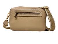 Bandoleras Mujer Mediana, Bolso Cruzado de moda, Bolso para Mujer de Marca, de Piel authentic Con dos compartimientos y dos Correos de HOMBRO extrables e intercambiables Made in Italy, Modelo Grace Lux, Bolso Beige - details 0