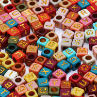 100pcs Cuentas De Letras Cuadradas 6mm Negro Y Oro Aleación De Acrílico Para Manualidades Y Creación De Joyas DIY - details 23