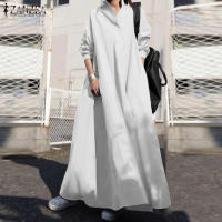 Vestido Largo De Leopardo ZANZEA Para Mujer Otoño Elegante Casual Manga Larga Cuello En V a Line Suave Trabajo Vestido De Fiesta - details 8
