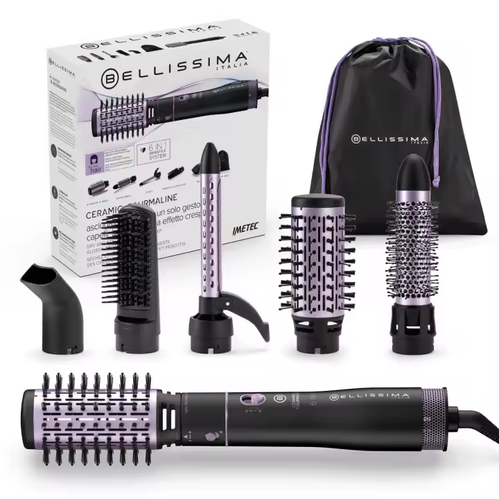 Bellissima Ceramic & Tourmaline - Modelador de Aire 5 en 1, Revestimiento de Cerámica y Turmalina, Control de Calor, 5 Niveles de Temperatura, Secado y Peinado en un Solo Paso - 1