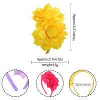 Headband De 3.7 Pulgadas Para Niñas Con Gran Flor De Grosor Ribbon Accesorio De Pelo De Moda Para Todas Las Estaciones - details 1