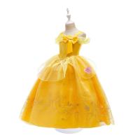 Vestido De Princesa Floral Sin Mangas Para Niñas Disfraz De Belle Y La Bestia Ropa De Fiesta Carnaval Halloween Talla True Mid-Calf Polyester - details 2