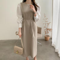 Vestido Wrap Vintage REALEFT Para Mujer Con Cinturón Manga Larga Cuello Redondo Adecuado Para Oficina Estilo Elegante Talla Regular Longitud De Pierna - details 11