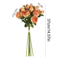 6pcs/Lot Rosa Simulada Estilo Americano Con Borde Focal Decoraciones De Flores Artificiales Para Sala De Estar Y Mesa De Comedor - details 4