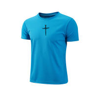 Camiseta Deportiva De Algodón Para Hombre Con Estampado Cruzado Alta Calidad Quickdry Manga Corta Para Gimnasio Y Entrenamiento - details 5