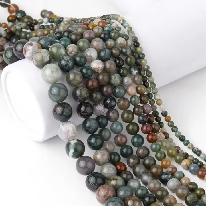Talismán De Agate India Natural Redondo De Cuentas Sueltas Para Hacer Joyas DIY Pulsera Collar Accesorios Longitudes 6m 8m 10m - 1
