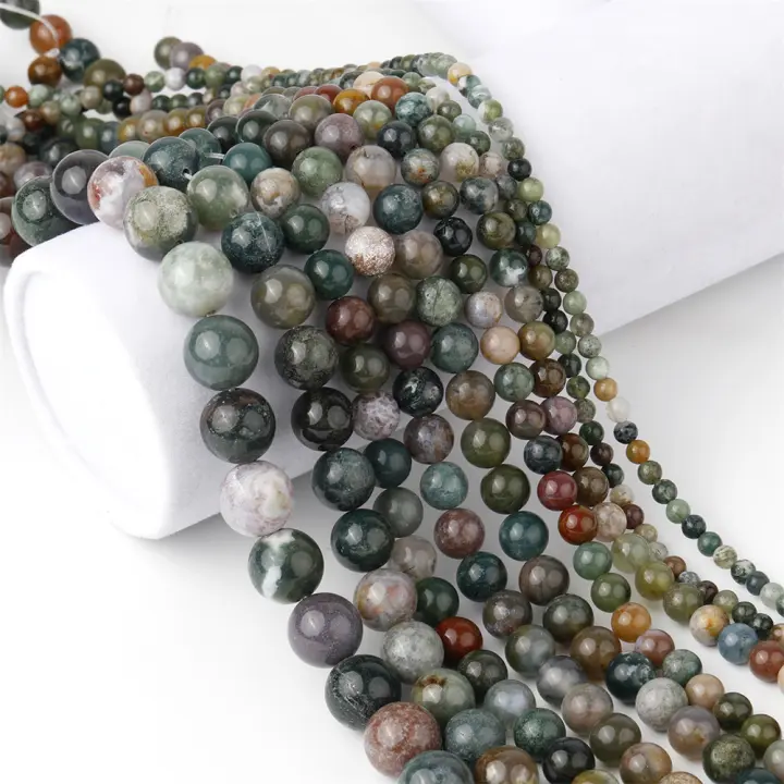Talismán De Agate India Natural Redondo De Cuentas Sueltas Para Hacer Joyas DIY Pulsera Collar Accesorios Longitudes 6m 8m 10m - 1