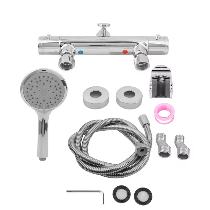 Grifo de ducha termostático de 3 UDS, Grifo con Manguera de pulverización superior, juego de baño G1/2 - 1