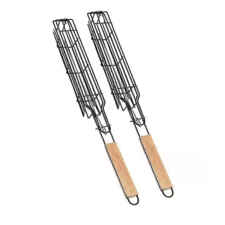 Basket para asar, Cestas antiadherentes individuales para bruchetas, basket para asar, basket para asar Salchichas con mango Largo - 1