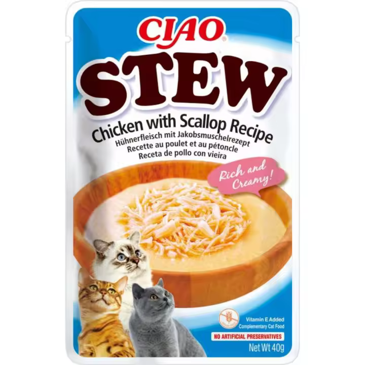 Churu Stew Estofado De Pollo y Vieira Sobre Para Gatos - 12 unidades x 40gr - 1